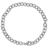 Silver Round Cable Link Charm Bracelet- 8 inches